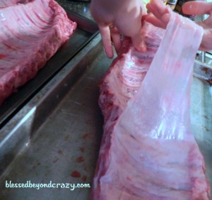 Removing membrane from ribs