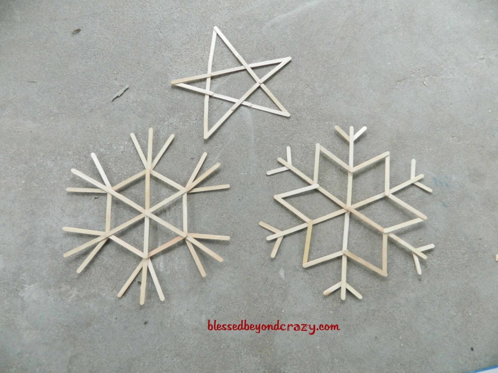popsicle snowflake and star
