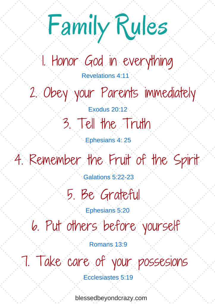 Family Rules Based on Biblical Truths - Blessed Beyond Crazy