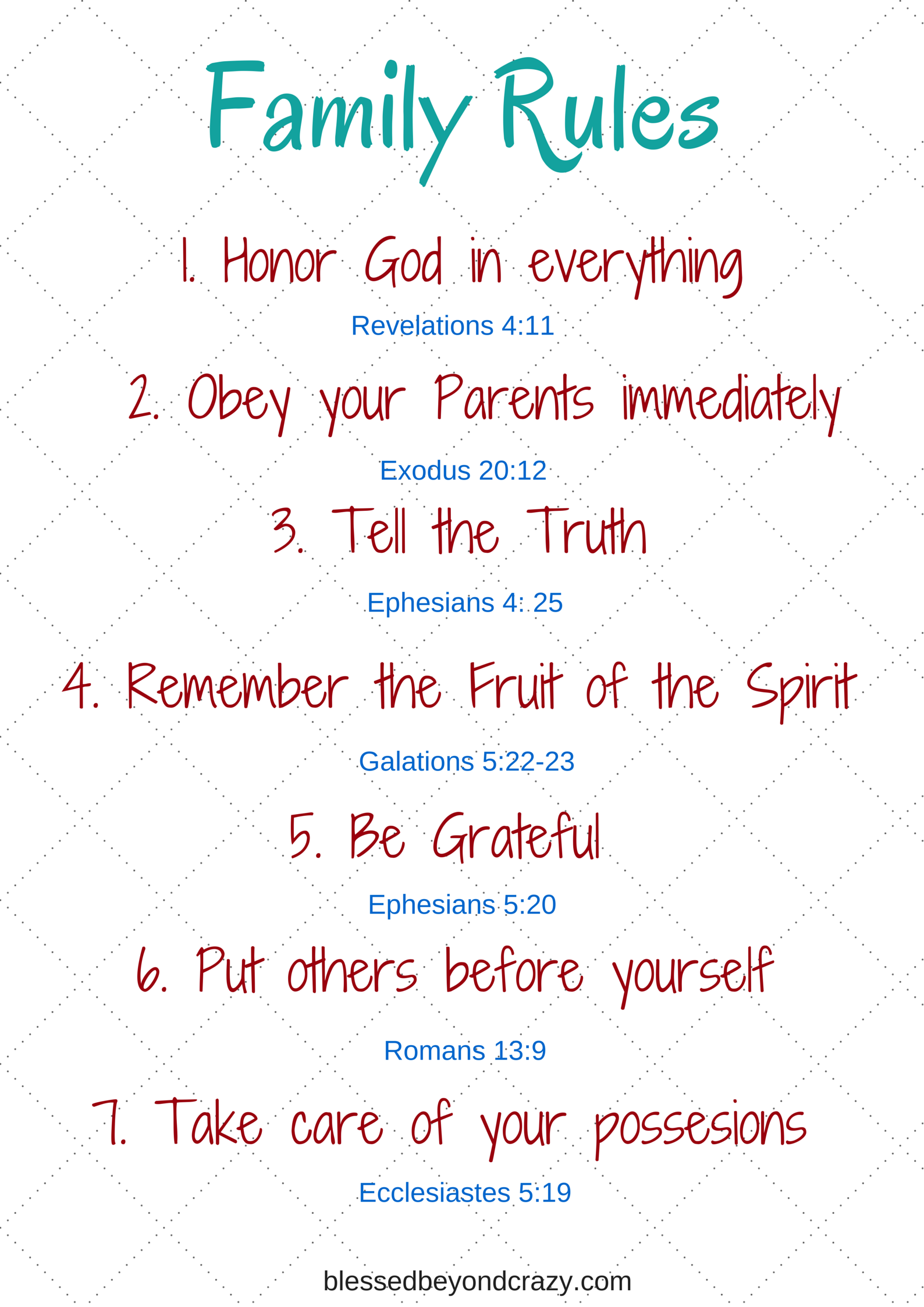 family rules based on biblical truths