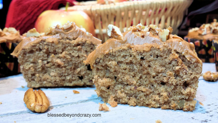 Spiced Applesauce Pecan Cupcakes w/Caramel Frosting