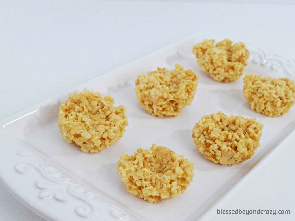 Creating the "nest" for No-Bake Rice Krispie Easter Egg Nests