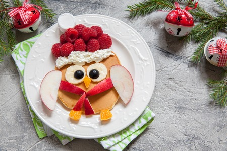 christmas owl pancake for funny kids breakfast