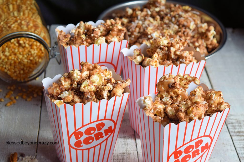 SkinnyPop German Chocolate Caramel Popcorn boxed and ready to serve