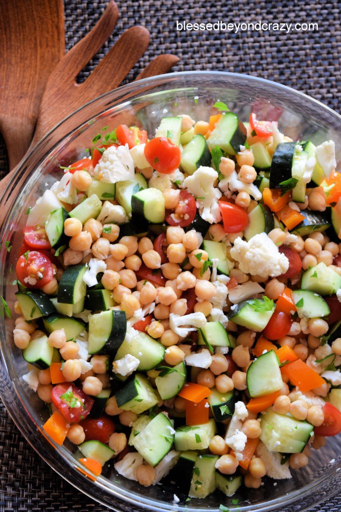 Gluten-Free Veggie Bacon Feta Salad - Blessed Beyond Crazy