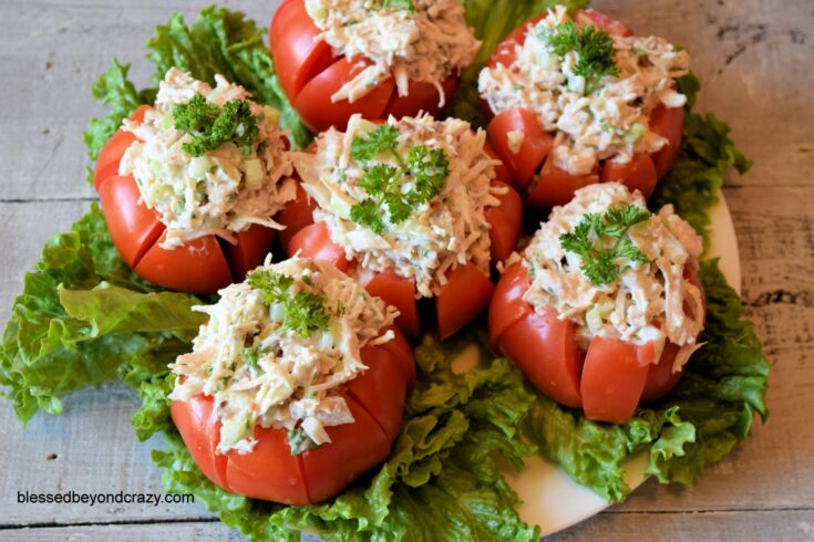 Rustic Chicken Salad Stuffed Tomatoes