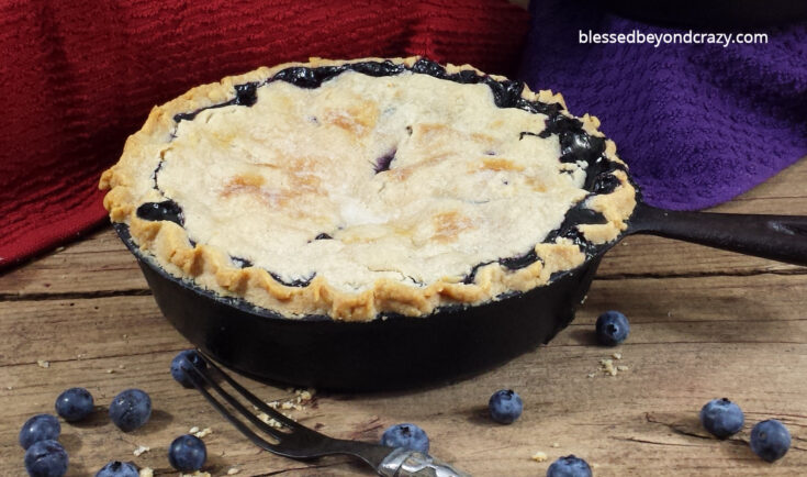 Rustic Cast Iron Skillet Blueberry Pie