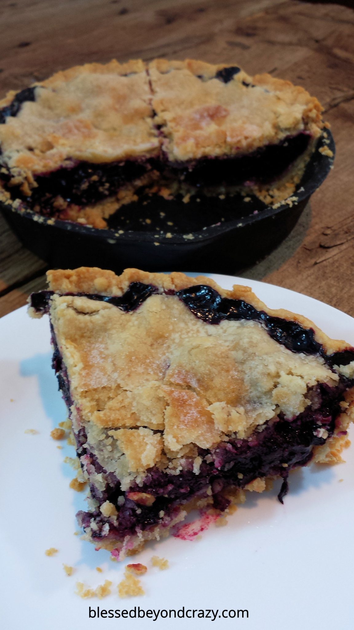 Rustic Cast Iron Skillet Blueberry Pie Blessed Beyond Crazy