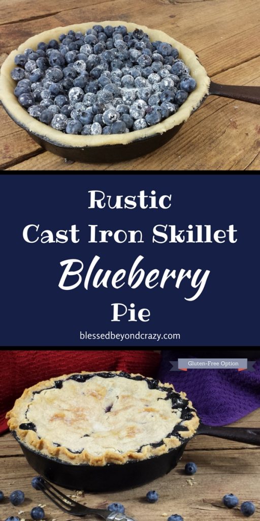 Rustic Cast Iron Skillet Blueberry Pie