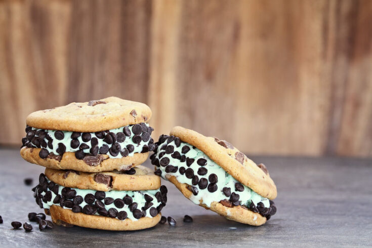 Chocolate Chip Mint Ice Cream Cookie Sandwiches