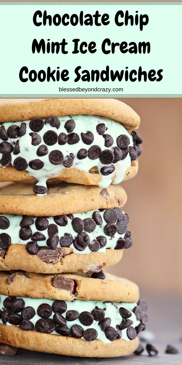 Chocolate Chip Mint Ice Cream Cookie Sandwiches