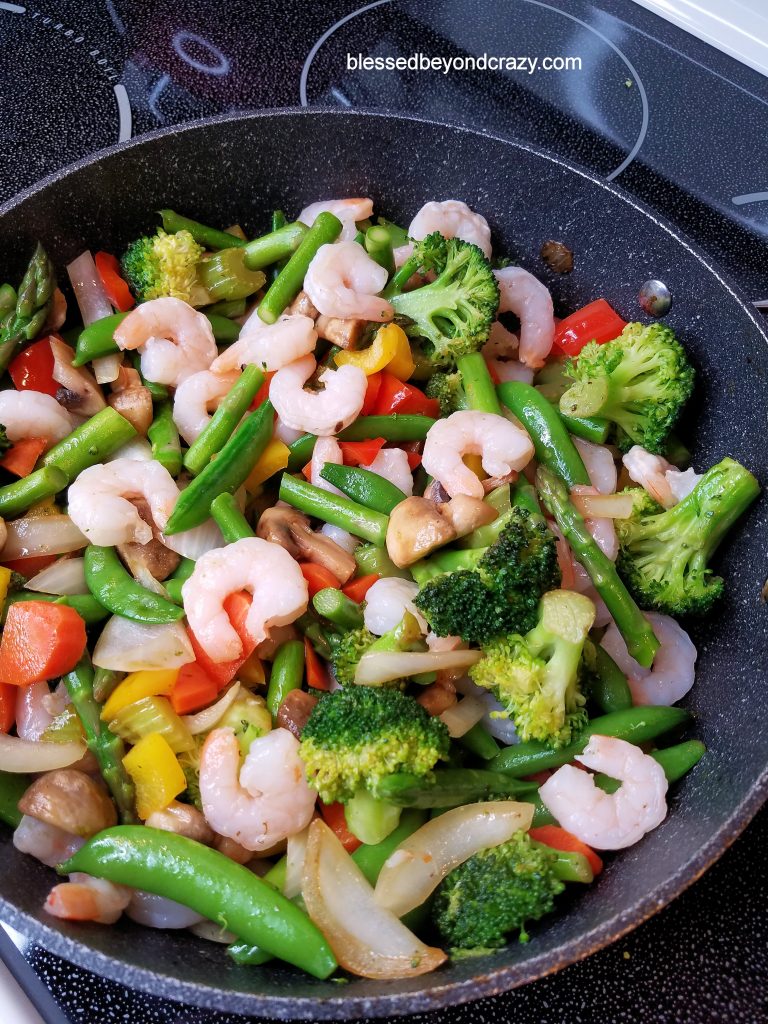 Shrimp & Veggie Stir Fry  Oster Electric Skillet 