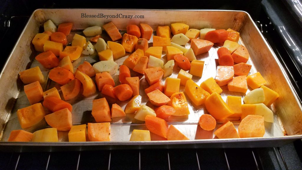 Oven view of Healthy Sheet Pan Roasted Vegetables