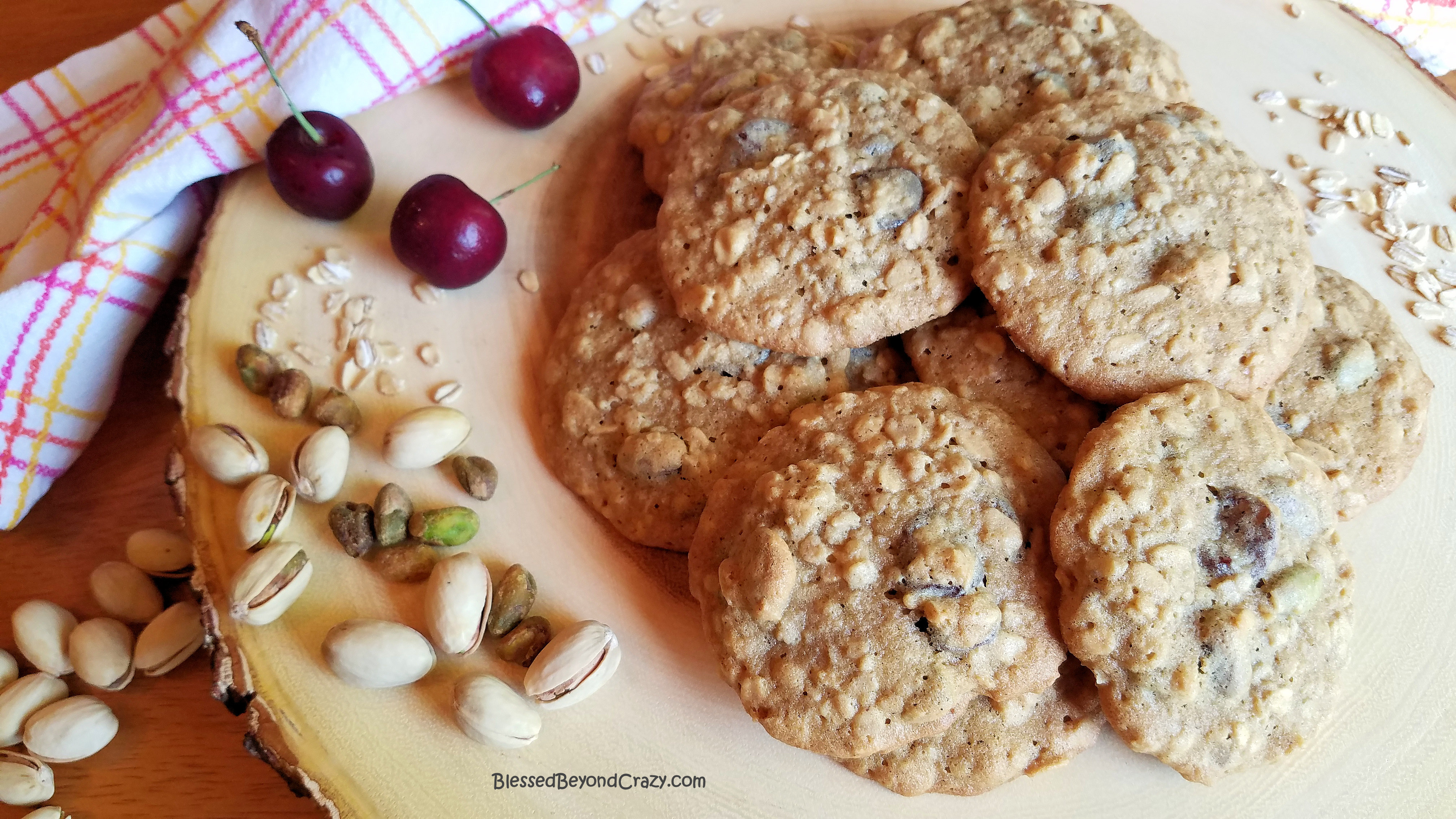 Horizontal Cherry Pistachio Oatmeal Cookies