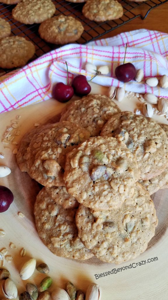 Cherry Pistachio Oatmeal Cookies Overhead View