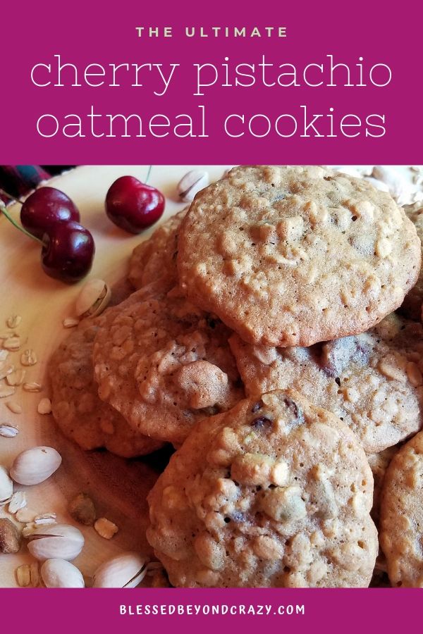 Cherry Pistachio Oatmeal Cookies for Pinterest