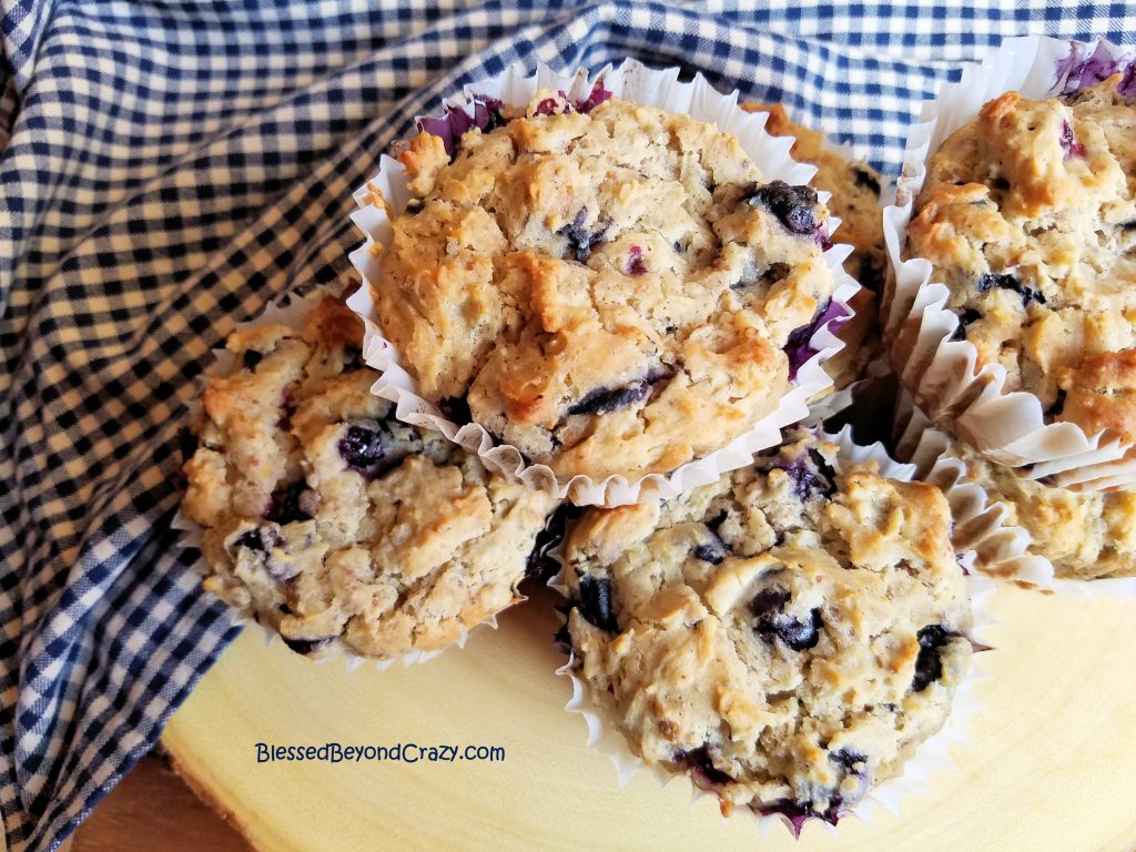 Delicious gluten free blueberry muffins ready to eat. 