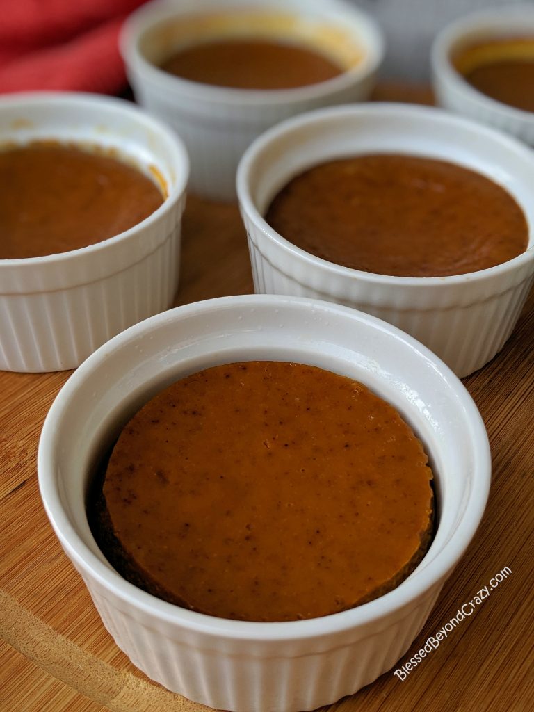 Close-up of Mini Lite Maple Pumpkin Crustless Pies