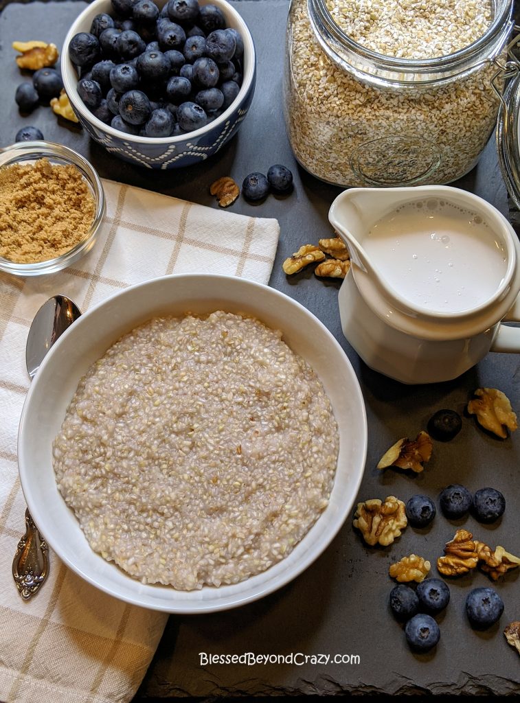 Ready to add toppings to buckwheat porridge