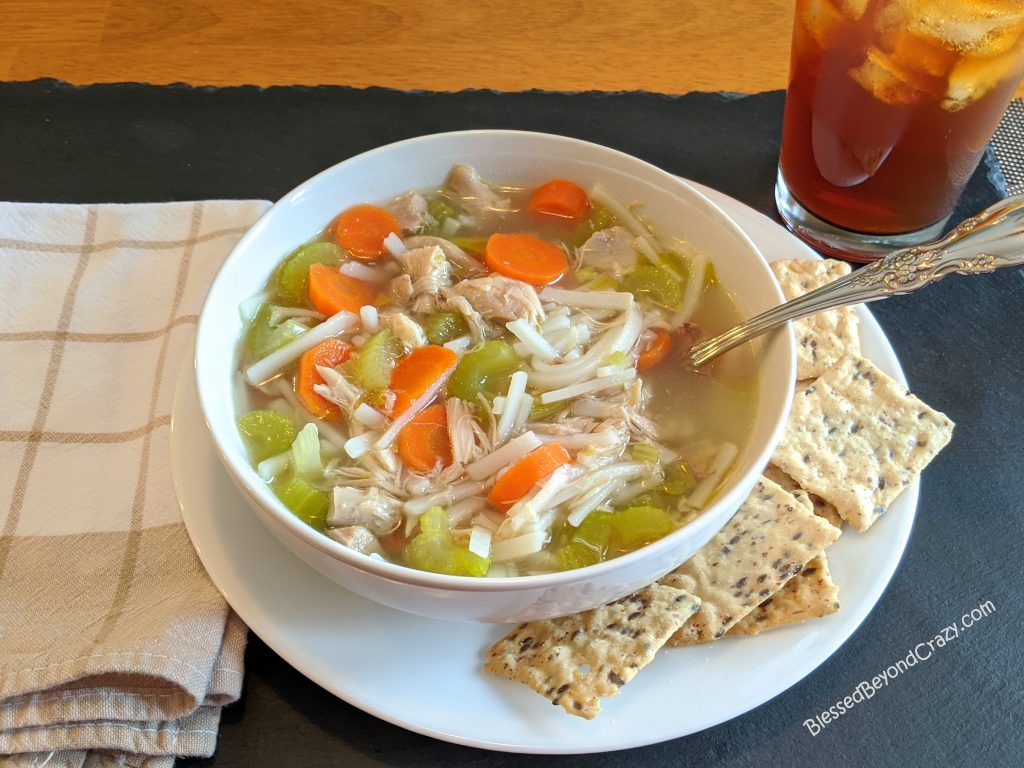 Meal of homemade All-Natural Homemade Chicken Noodle Soup