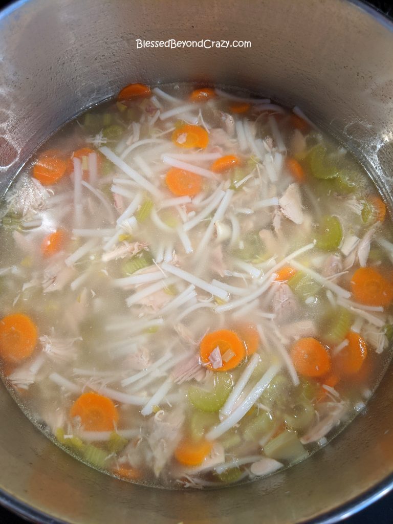Pan of All Natural Chicken Noodle Soup