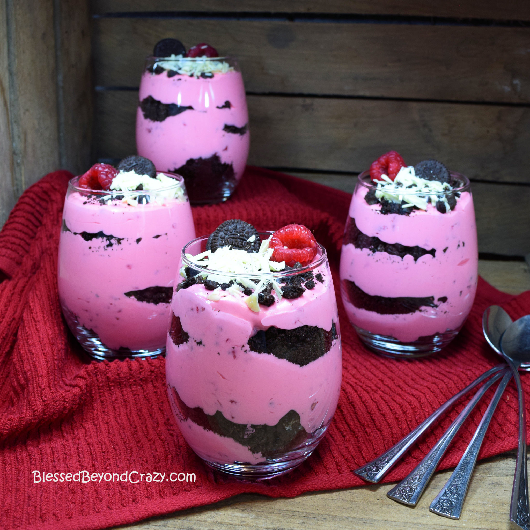 No-Bake White Chocolate Raspberry Cheesecake Parfaits - Blessed Beyond ...