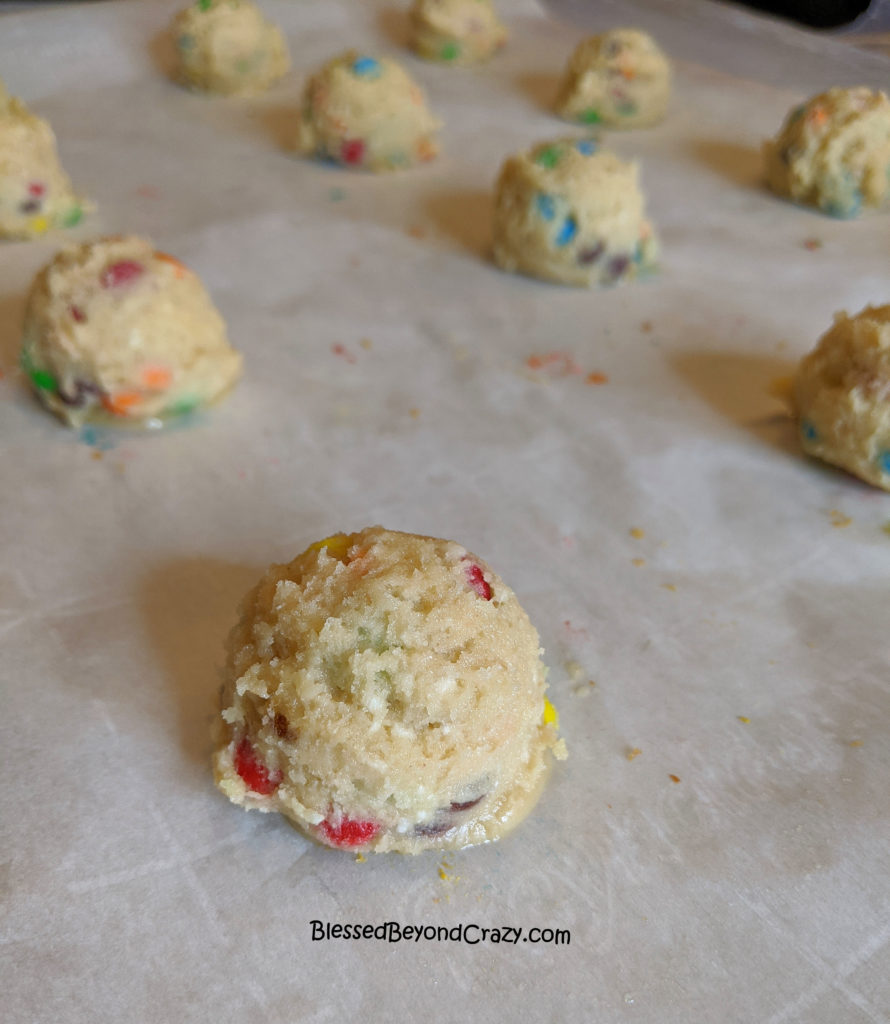 Close-up of a dough ball of Kid's Favorite Gluten-Free Cookies