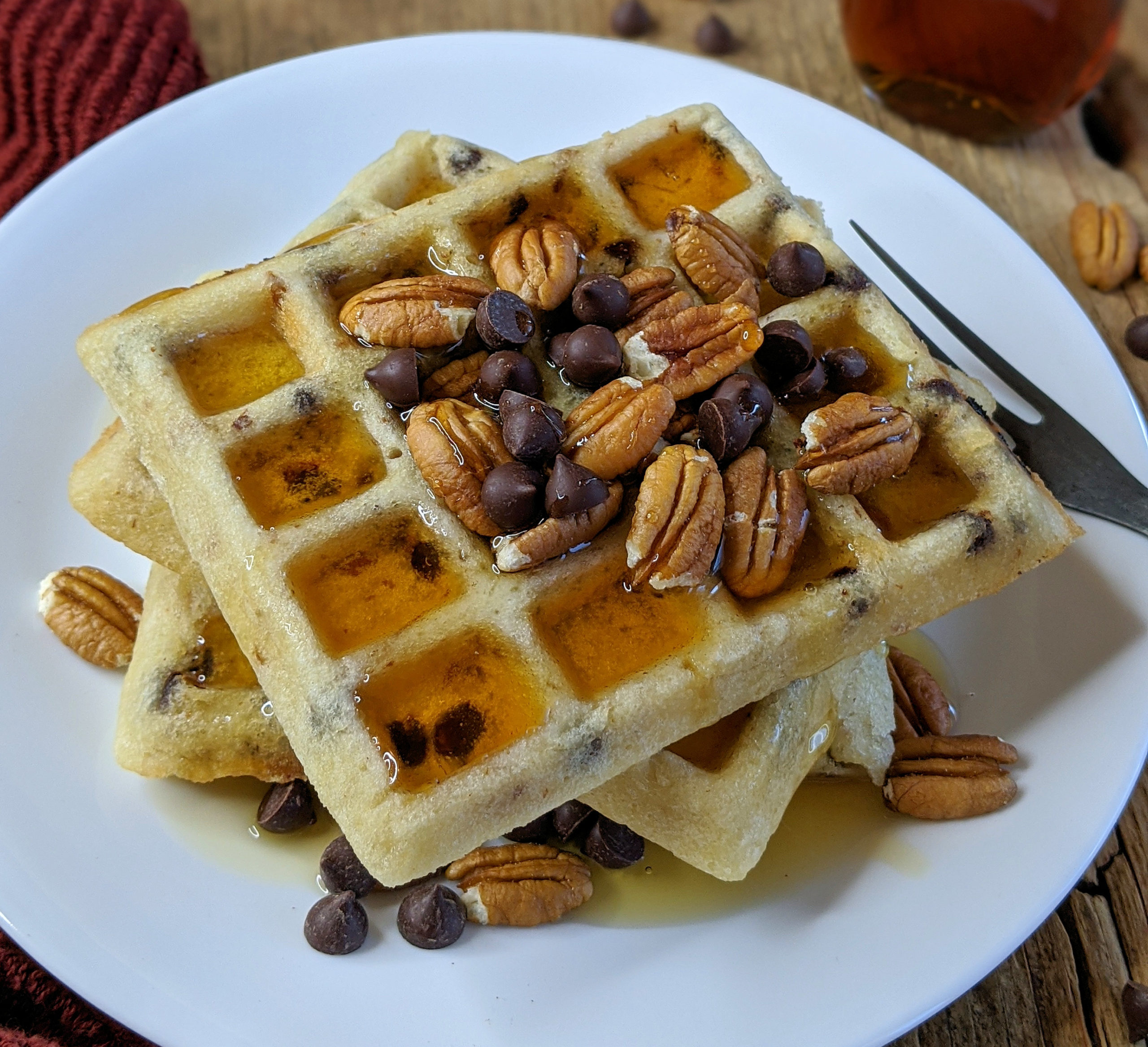 Pecan Chocolate Chip Waffles - Blessed Beyond Crazy