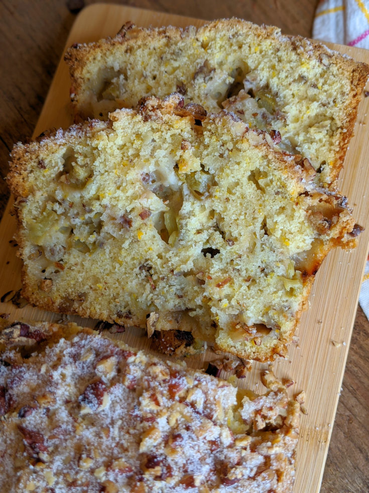 Rhubarb Pecan Orange Zest Bread