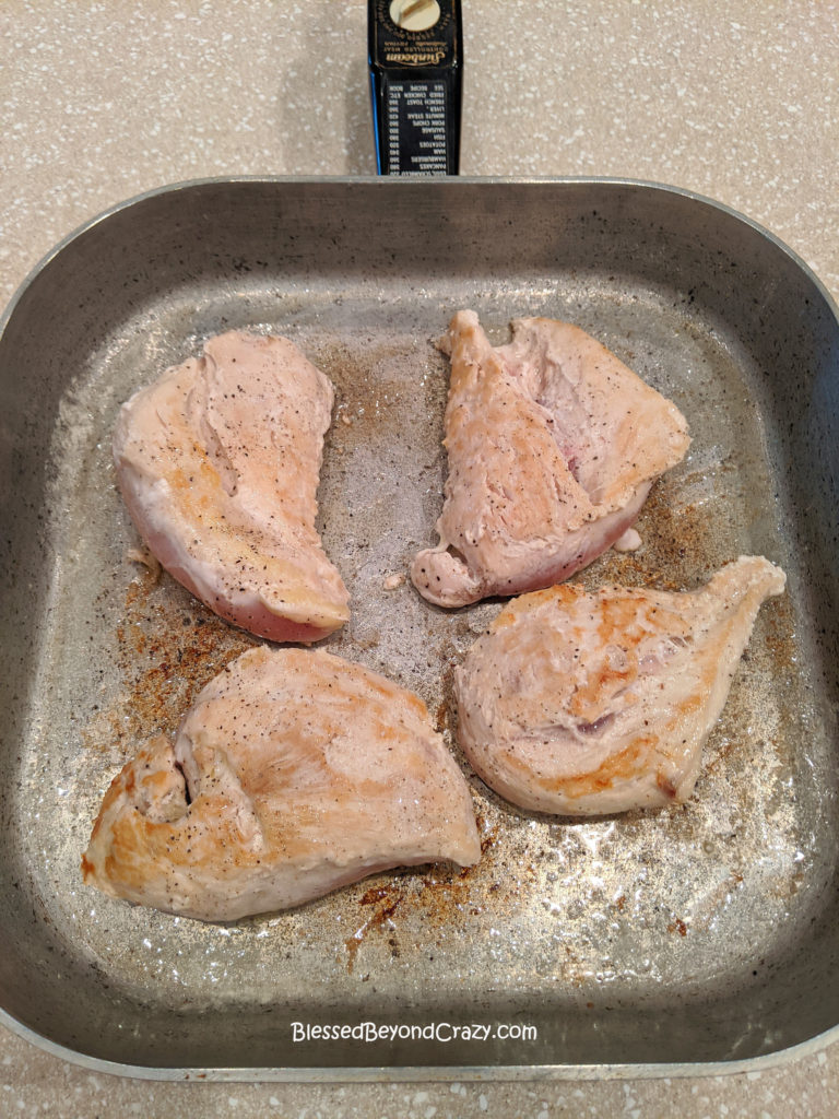 Cooking chicken for Easy Gluten-Free Skillet Chicken Primavera