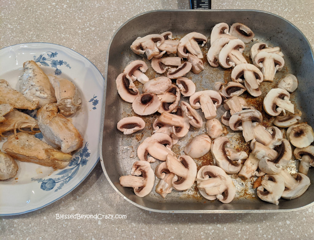 Adding mushrooms to Easy Gluten-Free Skillet Chicken Primavera