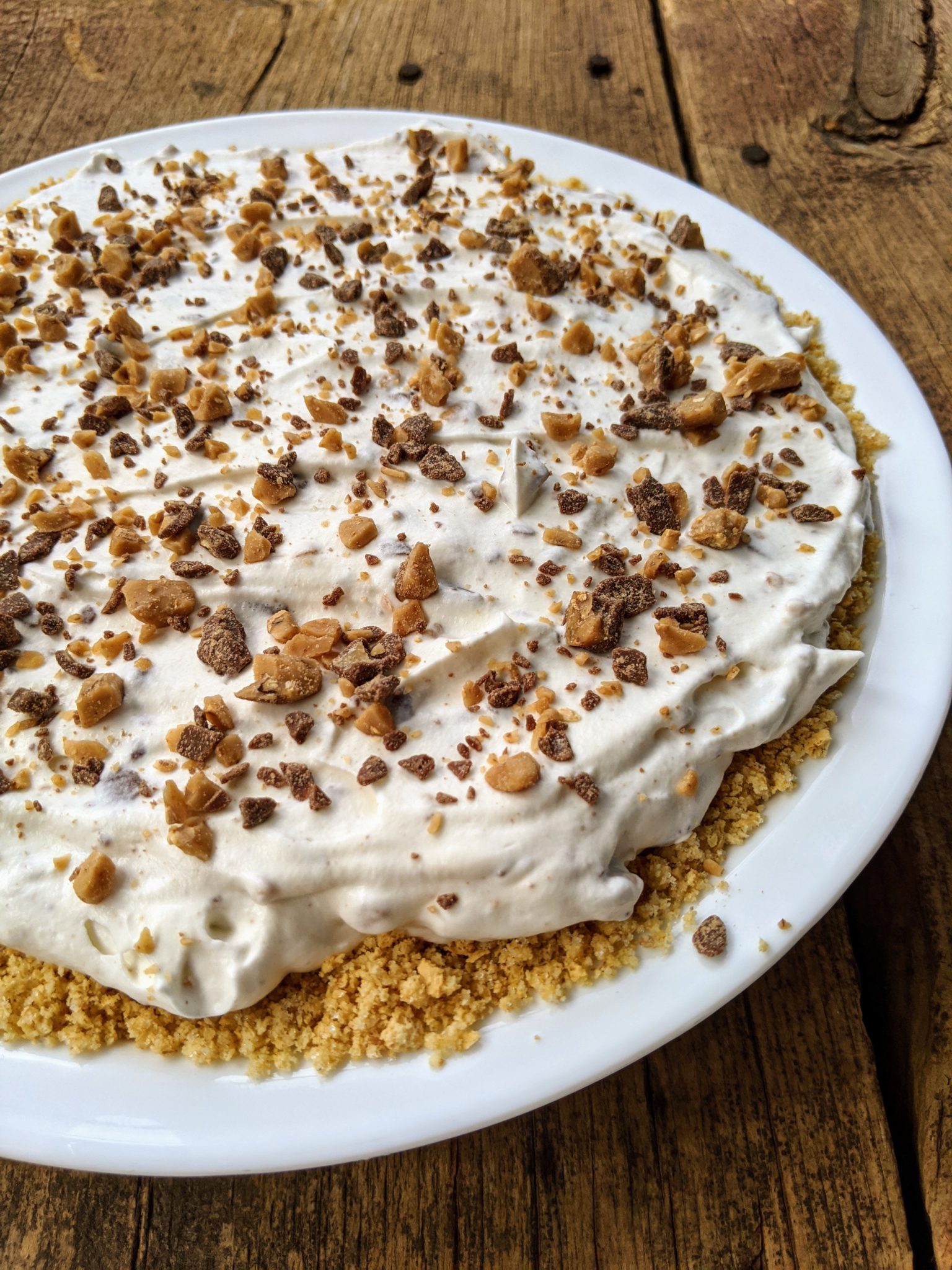 NoBake Toffee Bits Cream Cheese Pie (GlutenFree Option) Blessed