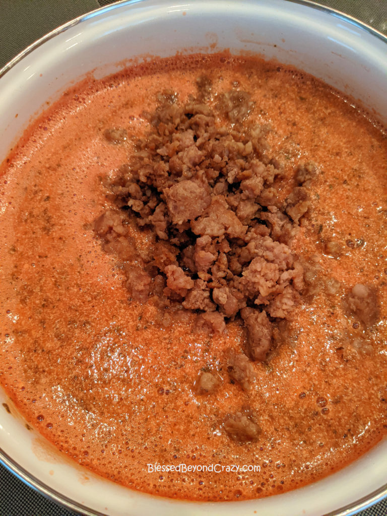 Adding Italian sausage to Homemade Sausage Tomato Soup (Gluten-Free Option)