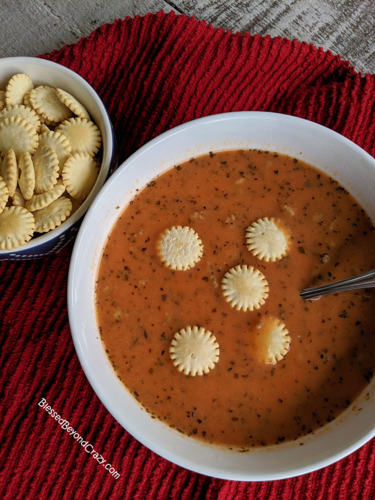 A delicious bowl of Homemade Sausage Tomato Soup (Gluten-Free Option)
