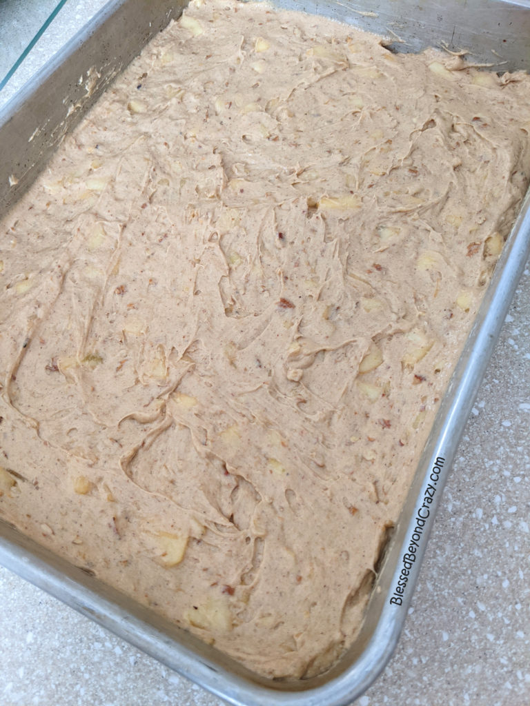 Apple Cake Batter ready to bake.