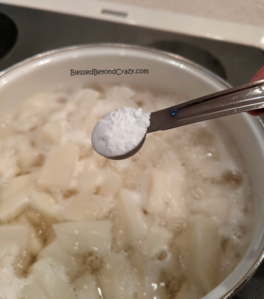 Baking soda going into cooked turnips