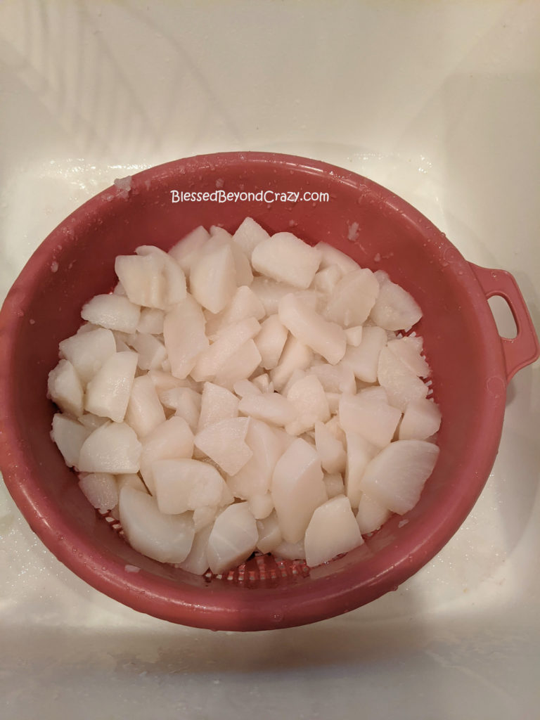 Rinsed cooked turnips