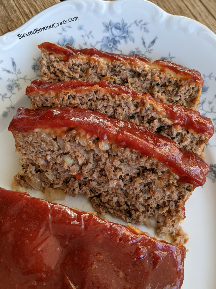 Close up of slices of Grandma's Best Meatloaf Recipe