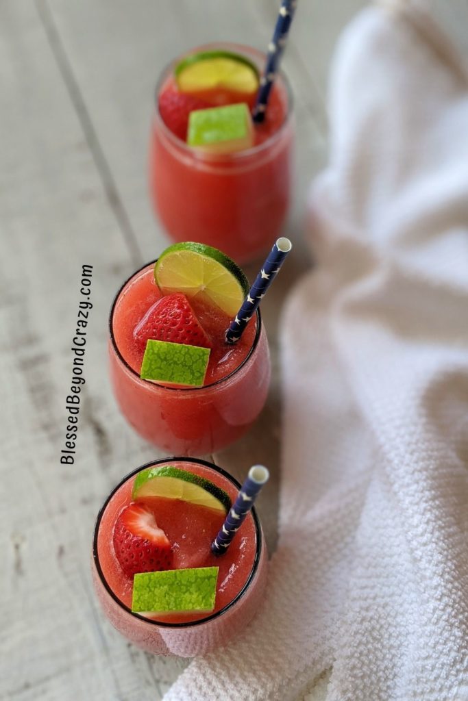 Top view of Easy Strawberry Watermelon Lime Smoothies