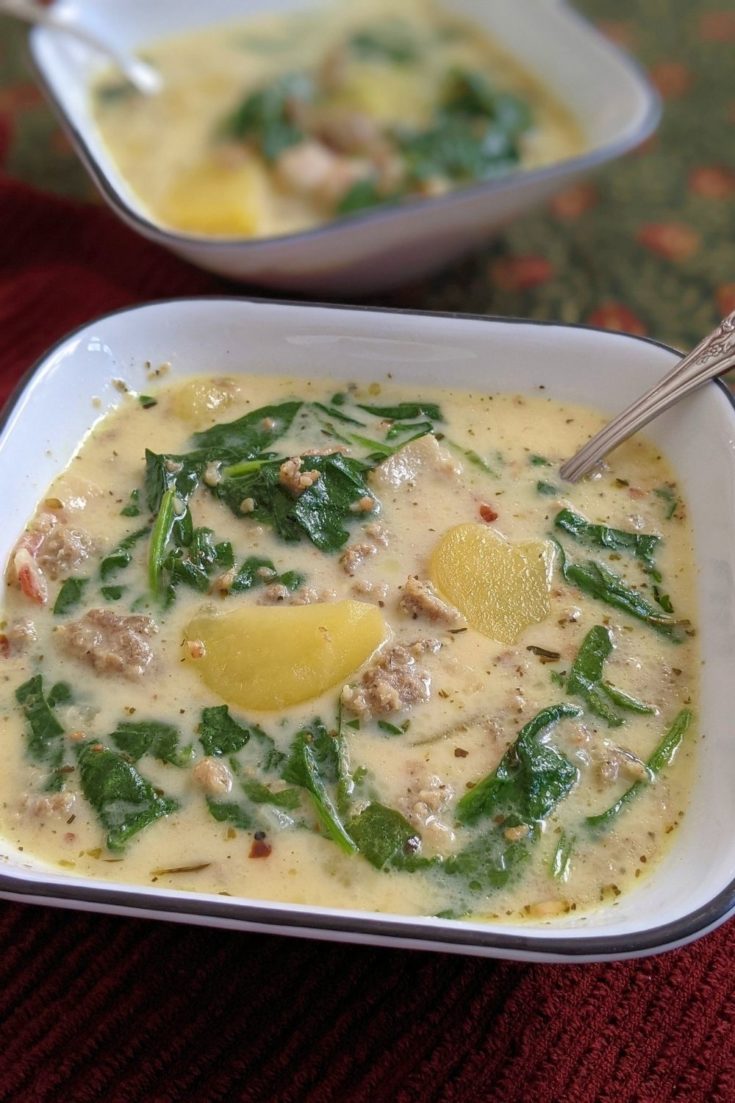 Close up of bowl of Creamy Homemade Zuppa Soup