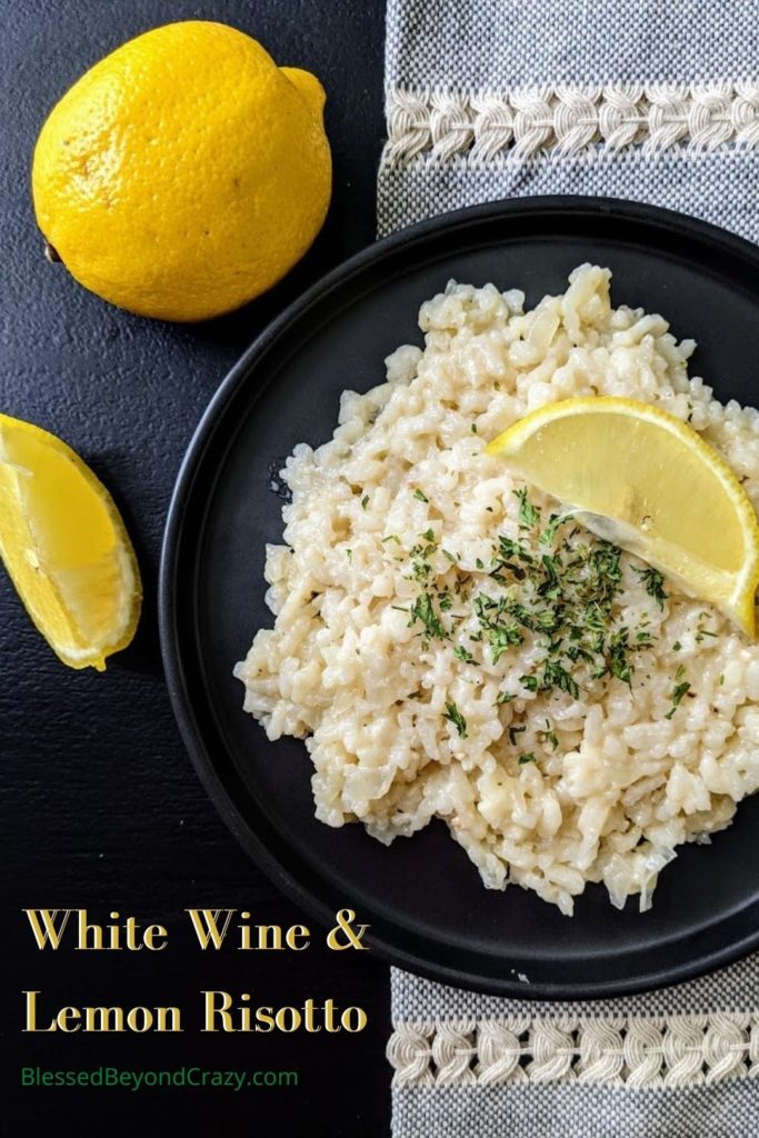 Pinterest pin for White Wine and Lemon Risotto