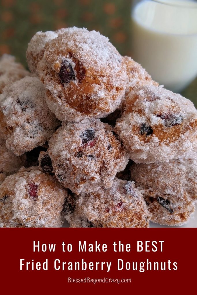 Pinterest Pin for Fried Cranberry Doughnuts