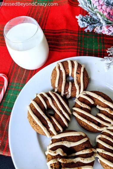 Plate of Gingerbread Donuts with glass of milk