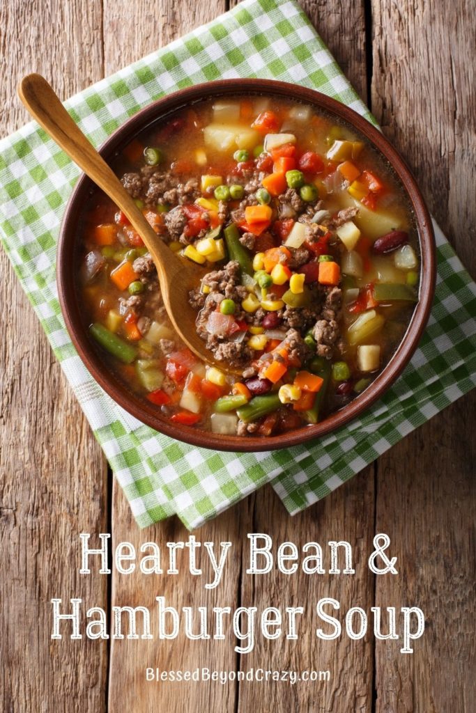 Pinterest Image of Hearty Bean and Hamburger Soup