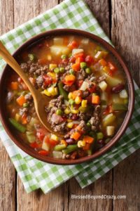Hearty Bean and Hamburger Soup - Blessed Beyond Crazy