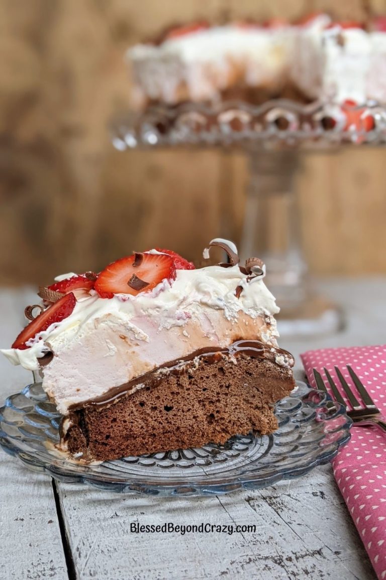 How To Make A Simple Strawberry Ice Cream Cake - Blessed Beyond Crazy