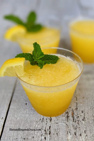 Close-up shot of slushy lemonade pineapple party punch