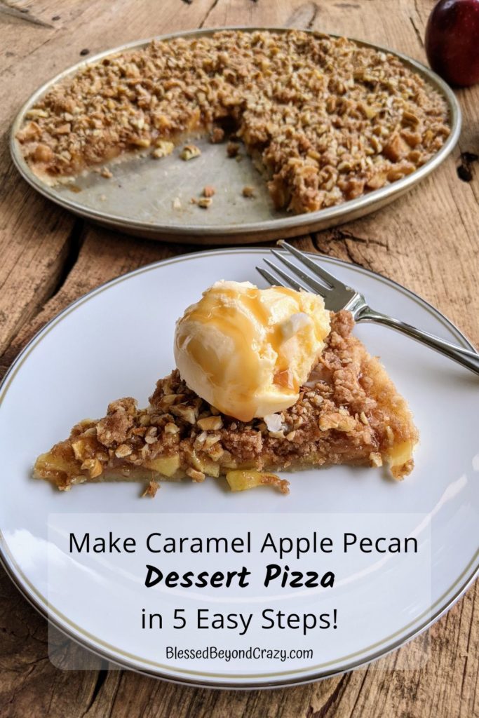 Pinterest image for Caramel Apple Pecan Dessert Pizza