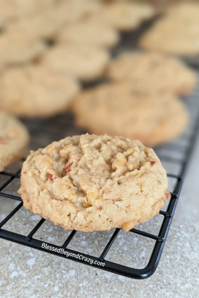 Focused image of individual cereal jumble cookies