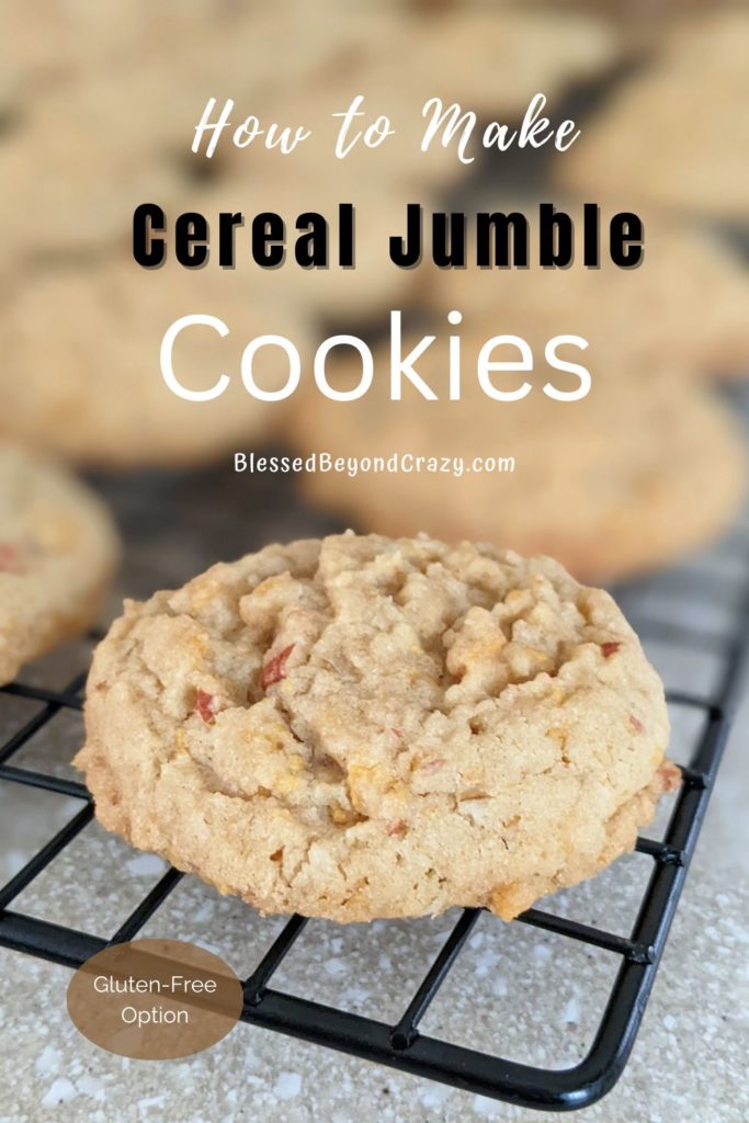 Pinterest image of individual cereal jumble cookie